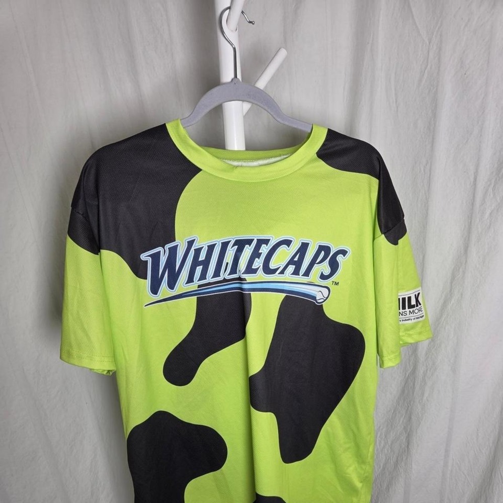 West‎ Michigan WhiteCaps Jersey Mens XL Neon Yellow MiLB Baseball Milk Minors